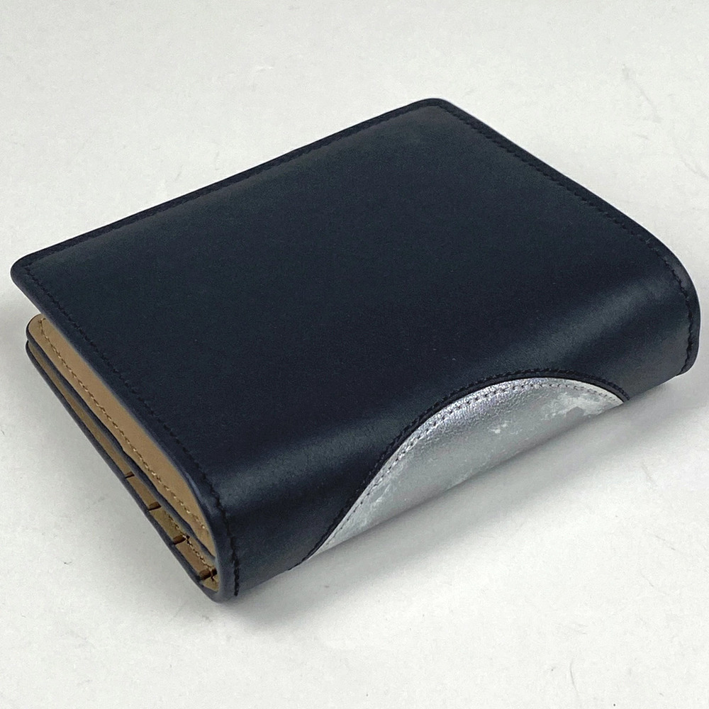 Loewe Zip Blue Bi Fujita Navy Rait Suna Leather fold Wallet Blue